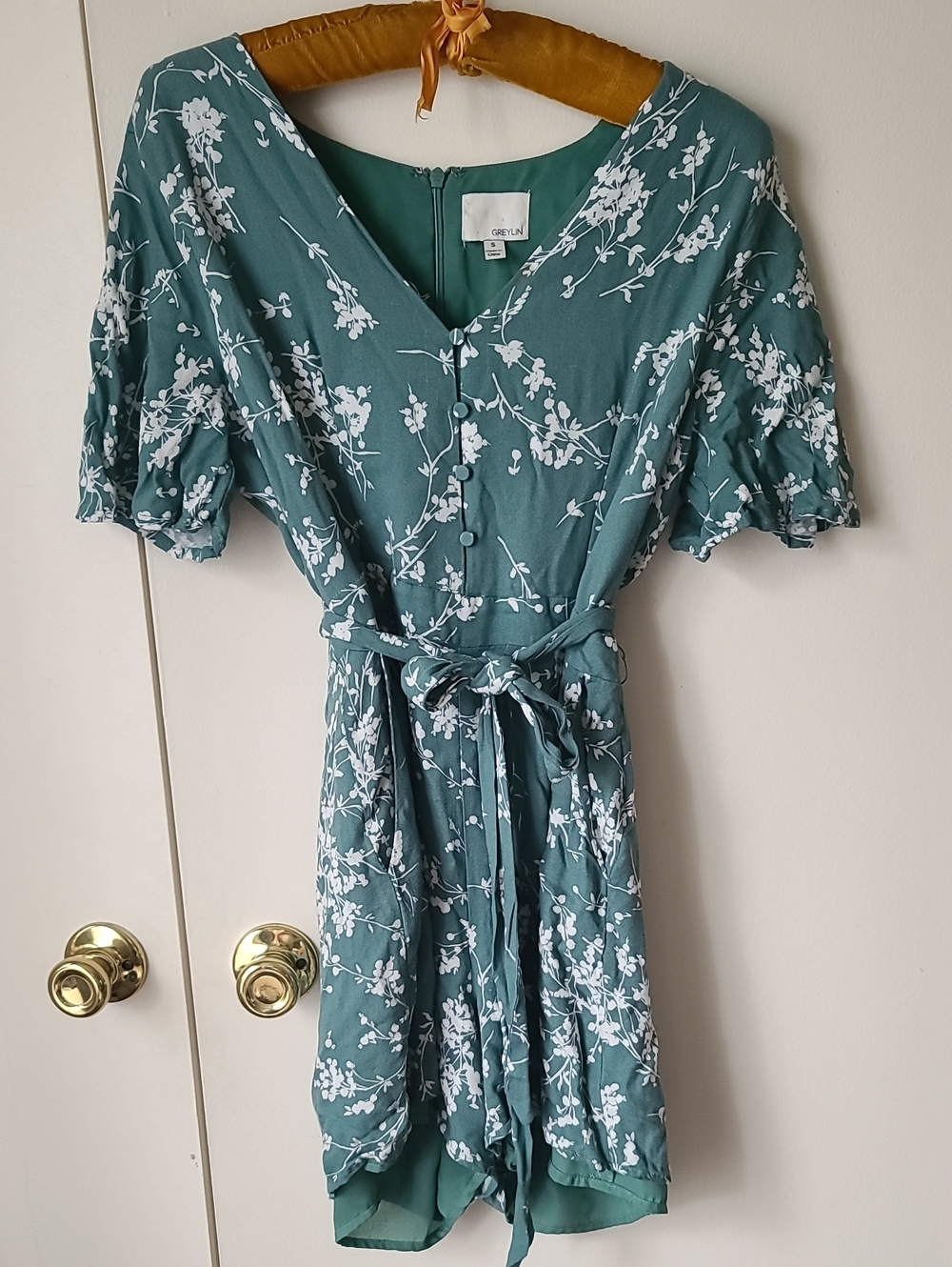 Greylin Green Floral Romper